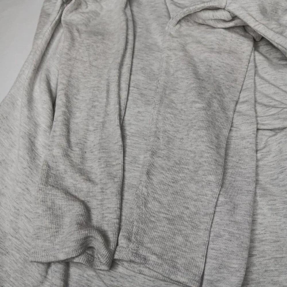 Athleta Womens Large Purana Wrap Sweatshirt Gray Heather Ribbed Long Sleeve Top - Picture 13 of 15